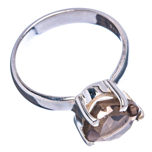 Sterling silver ring with faceted smoky quartz, size 7, oval bezel setting