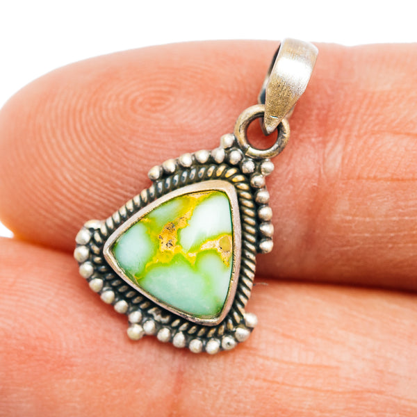 Southwestern Style Palomino Turquoise Pendant 7/8" (.925 Sterling Silver)