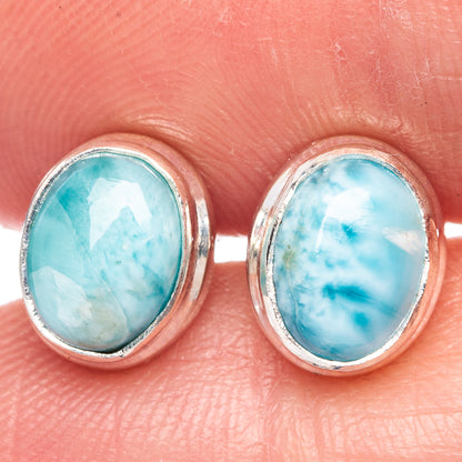 Rare Larimar Earrings 3/8" (925 Sterling Silver) E433332