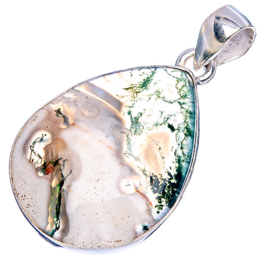 Green Moss Agate Pendant 1 1/2" (925 Sterling Silver) P43289
