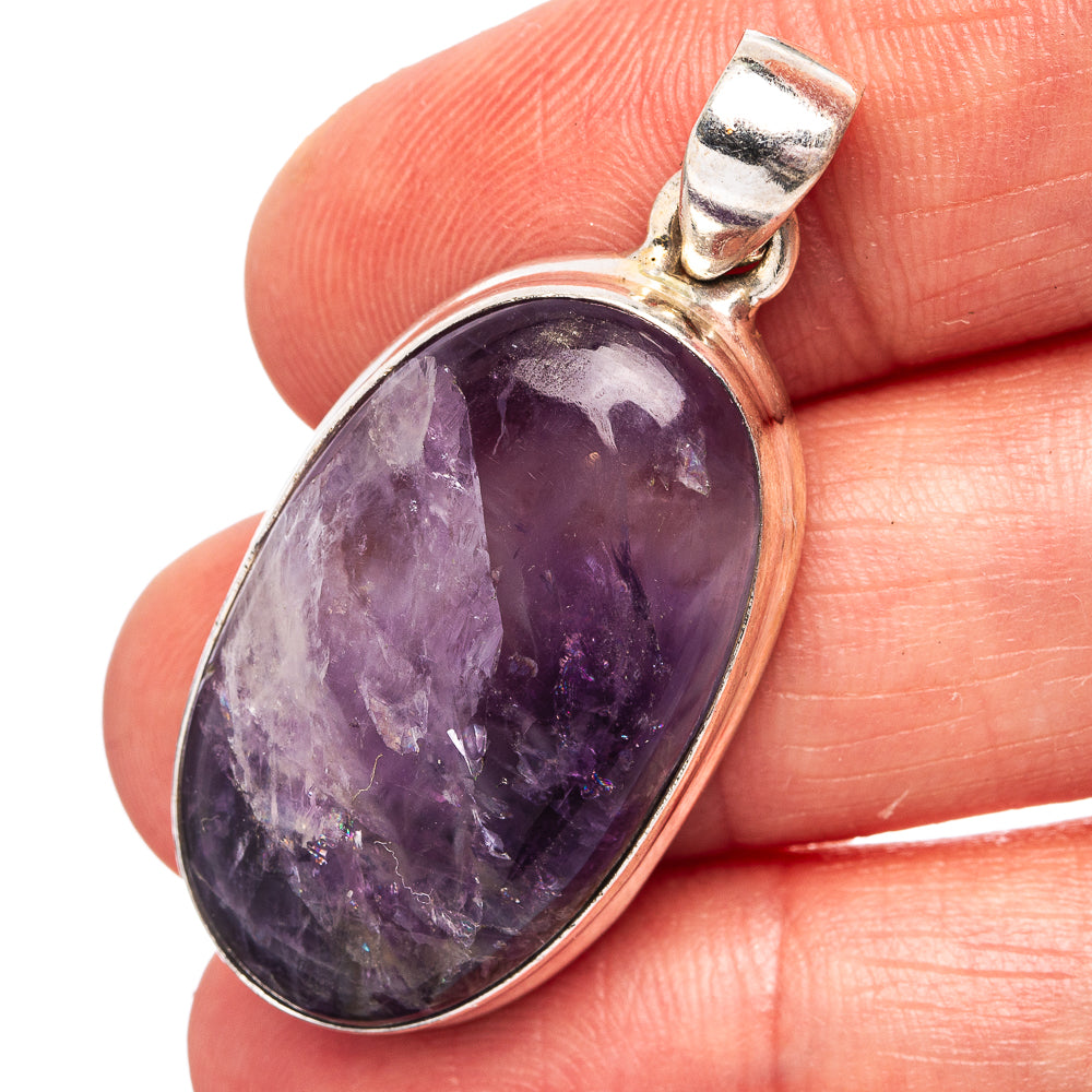 Chevron Amethyst Pendant 1 5/8" (.925 Sterling Silver)