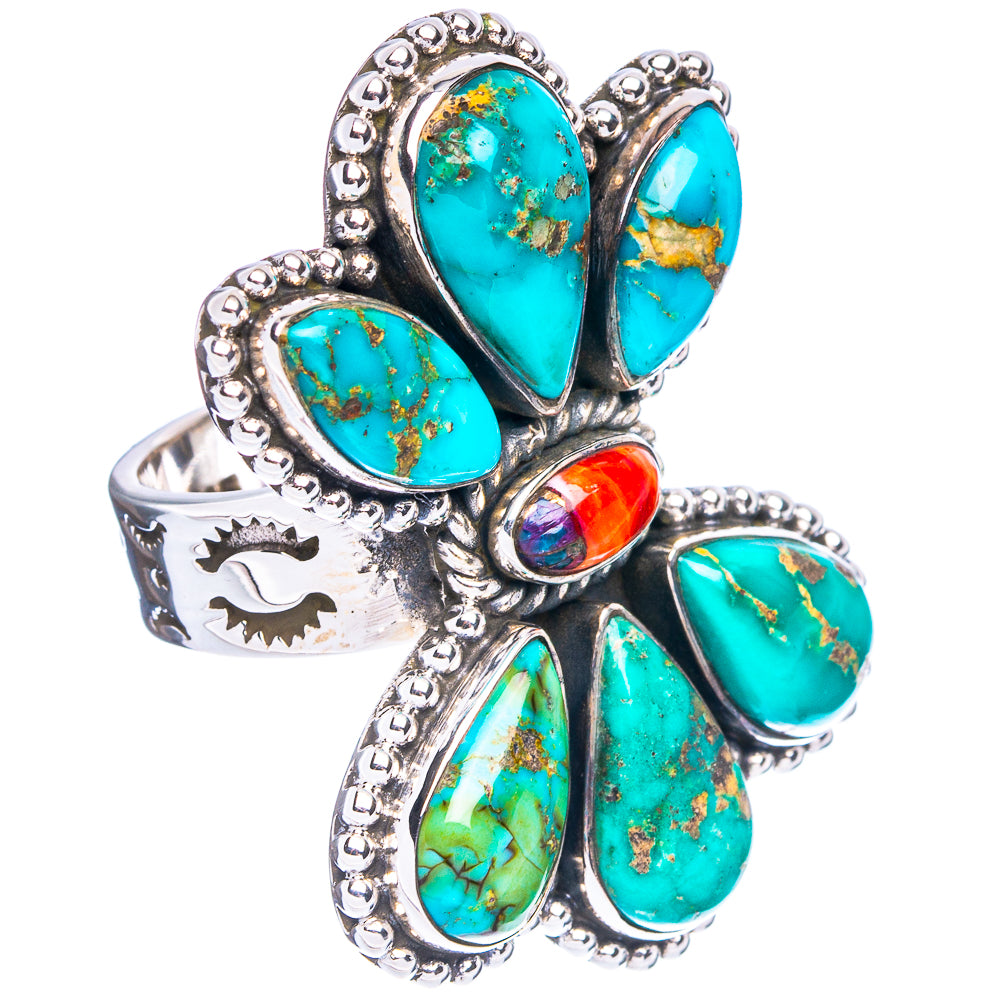 Rare Sonoran South Hill Turquoise Ring Size 8 Adjustable (.925 Sterling Silver)