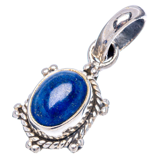 Oval lapis lazuli pendant in .925 sterling silver filigree setting with bail loop