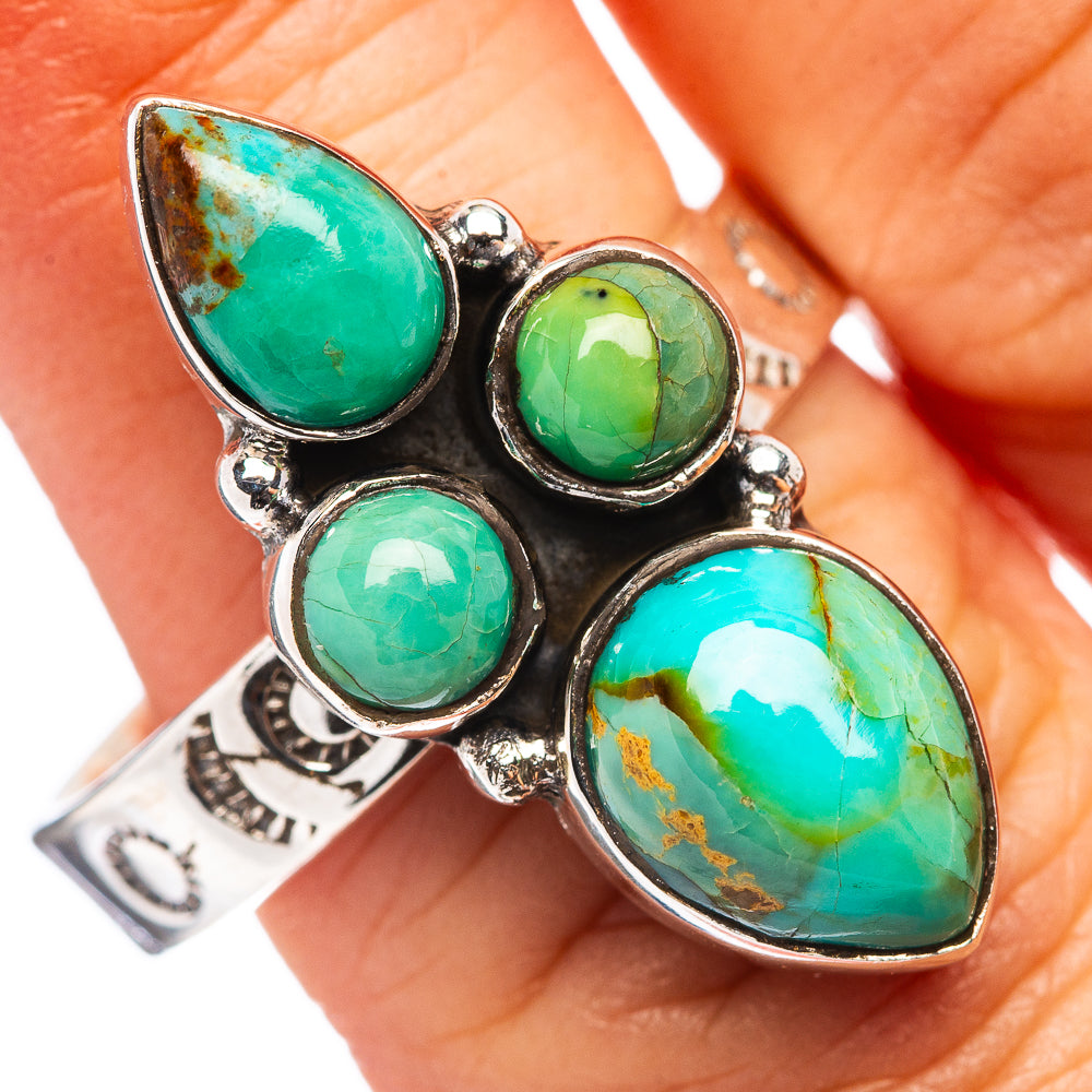 Mohave Turquoise Ring Size 8 Adjustable (.925 Sterling Silver)