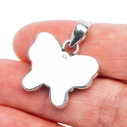Premium Blue Copper Turquoise, Opal Butterfly Pendant 1 1/8" (.925 Sterling Silver)