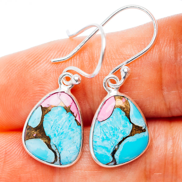 Cotton Candy Turquoise Earrings 1 1/4" (.925 Sterling Silver)