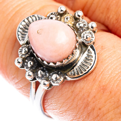 Pink Opal Native Style Ring Size 9 (.925 Sterling Silver)
