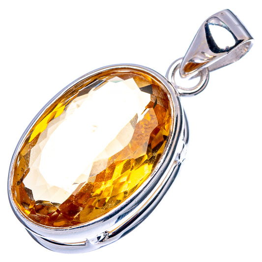Faceted Citrine Pendant 1 1/4" (925 Sterling Silver) P42980