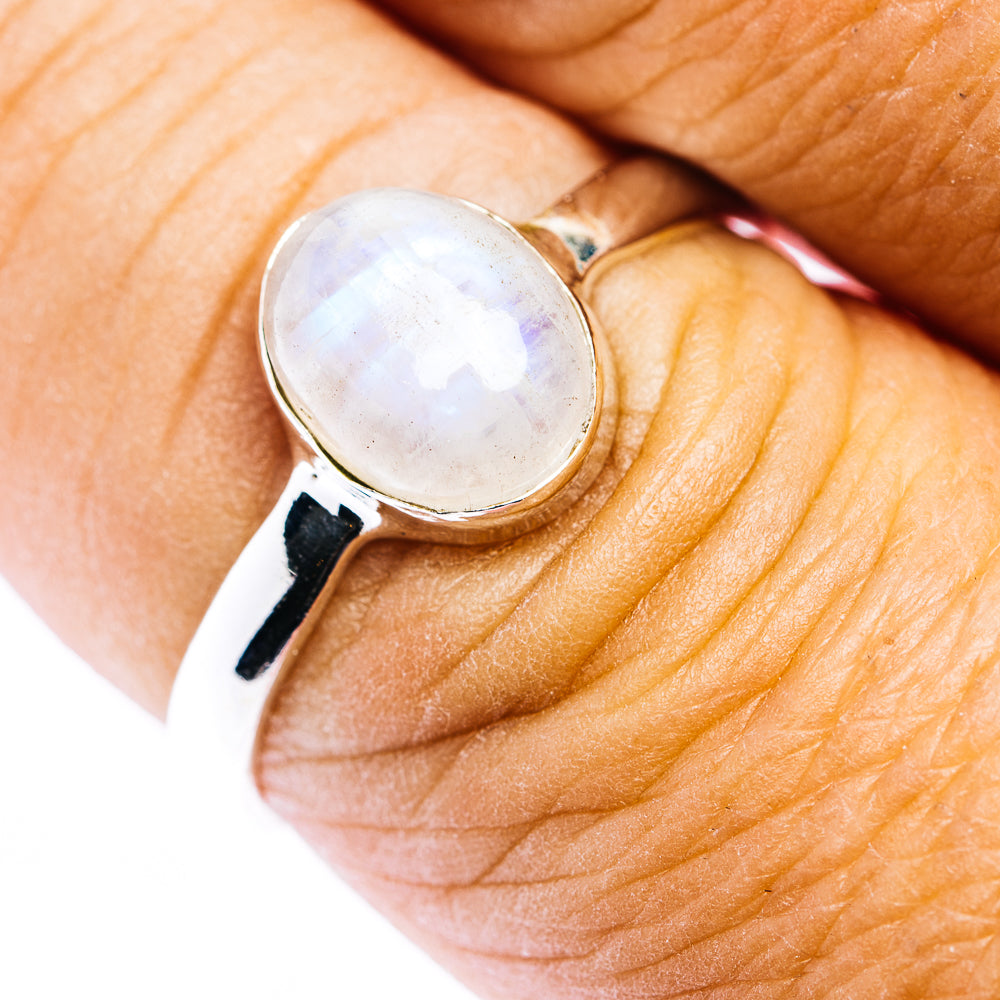 Rainbow Moonstone Ring Size 8 (.925 Sterling Silver)