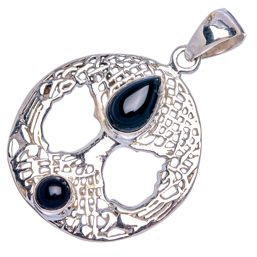 Black Onyx Pendant 1 1/4" (925 Sterling Silver) P40299