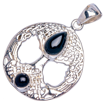 Black Onyx Pendant 1 1/4" (925 Sterling Silver) P40299