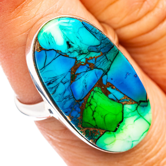 Premium Peacock Dahlia Turquoise Ring Size 7 Adjustable (.925 Sterling Silver)