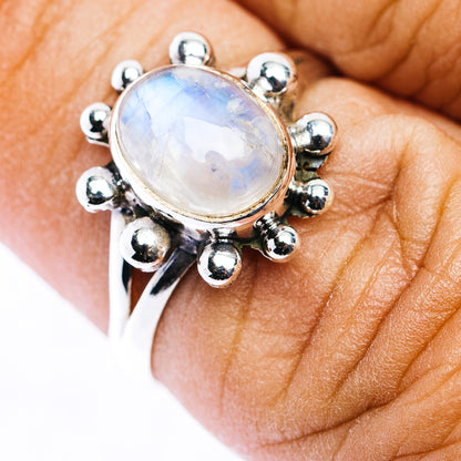 Rainbow Moonstone Ring Size 7 (.925 Sterling Silver)