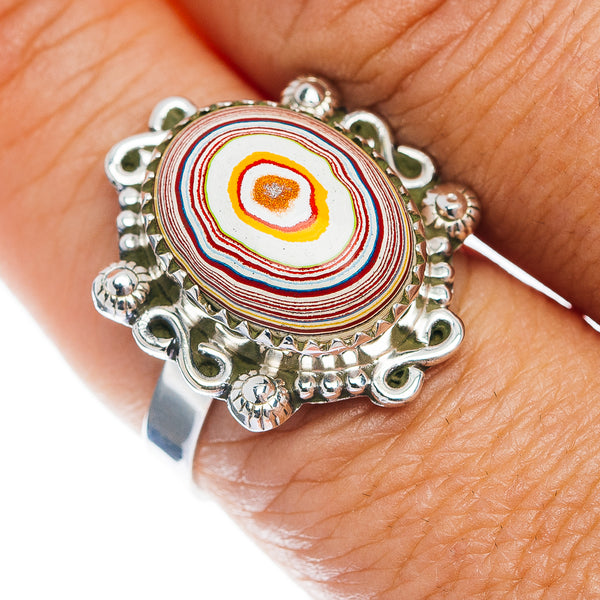 Premium Fordite Ring Size 9 (.925 Sterling Silver)