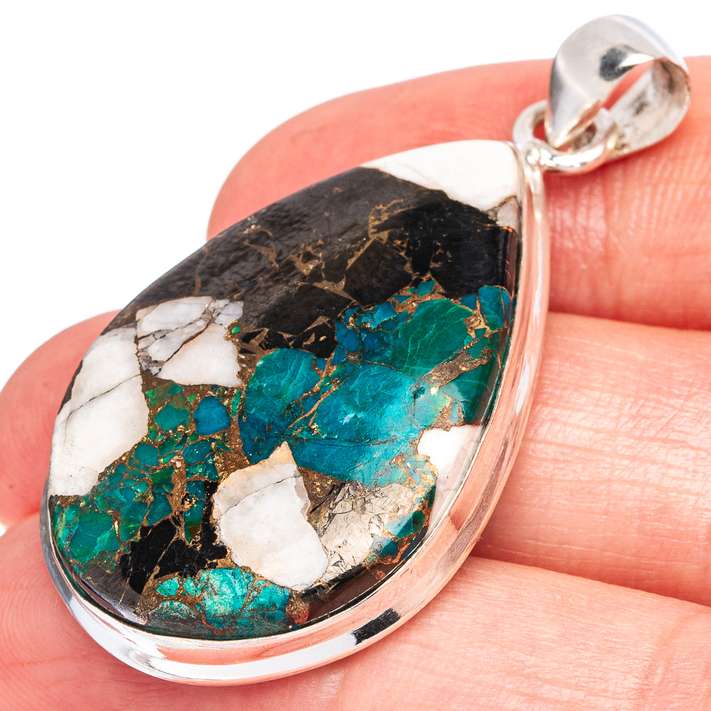 Howlite Chrysocolla Pendant 1 3/4" (925 Sterling Silver) P43363