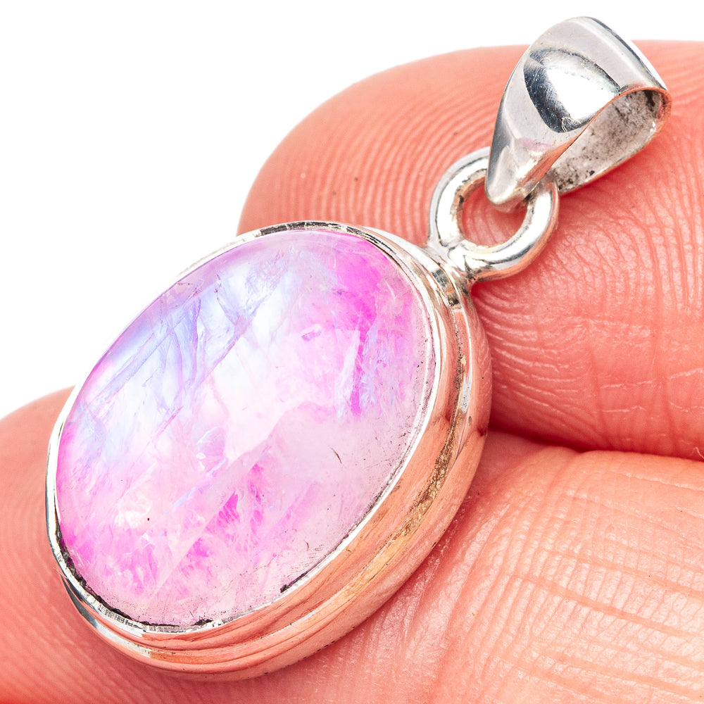 Pink Moonstone Pendant 1 1/8" (925 Sterling Silver) P42498