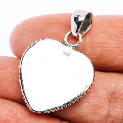 Green Aurora Opal Heart Pendant 1 3/8" (.925 Sterling Silver)