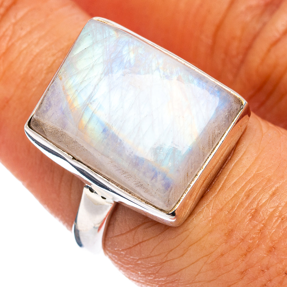 Premium Rainbow Moonstone Ring Size 7 Adjustable (.925 Sterling Silver)