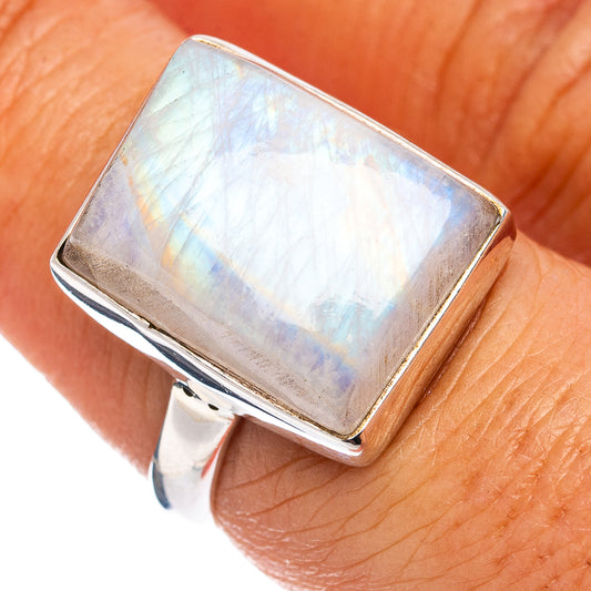 Premium Rainbow Moonstone Ring Size 7 Adjustable (.925 Sterling Silver)