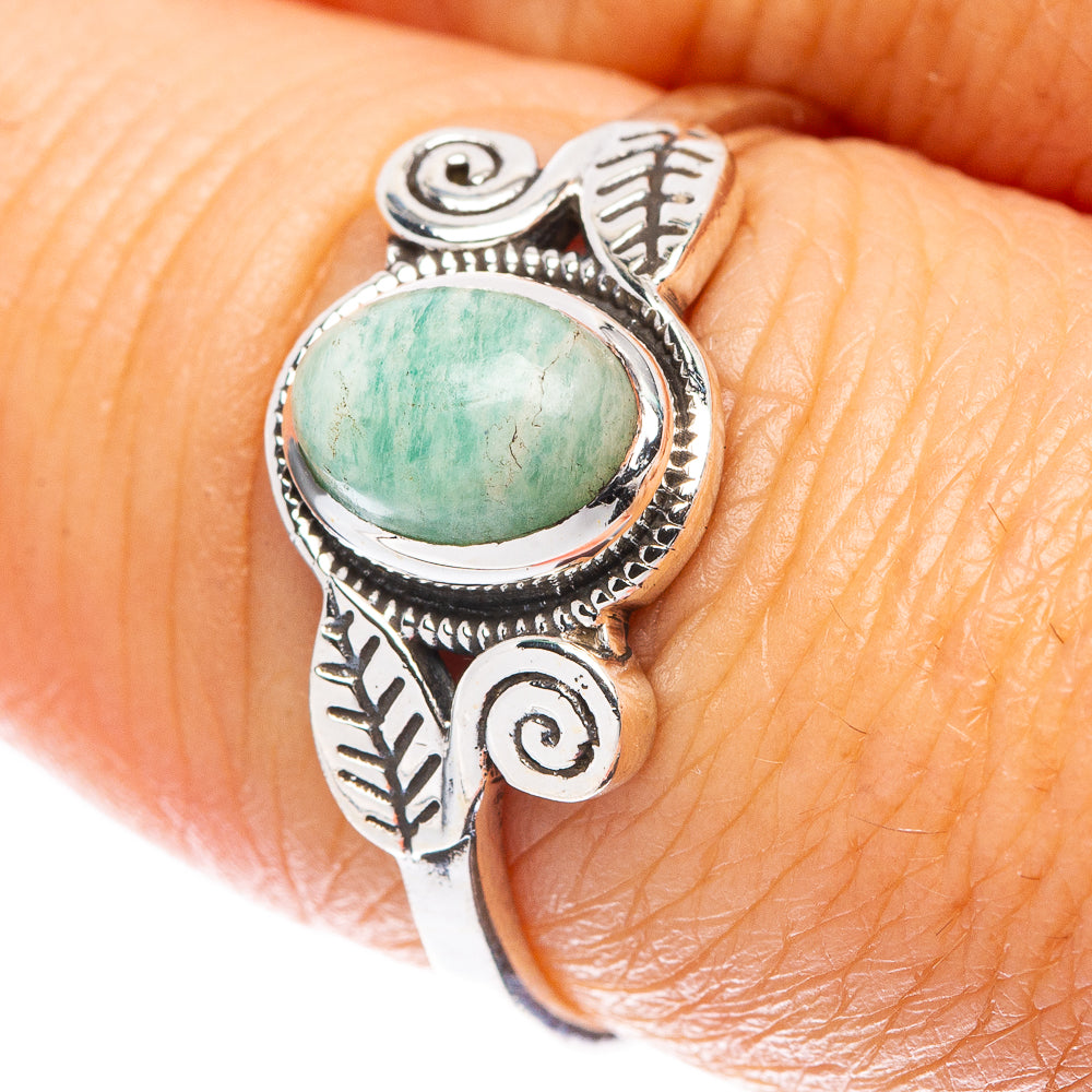 Amazonite Leaf 925 Sterling Silver Ring Size 7.75 (925 Sterling Silver) R5325
