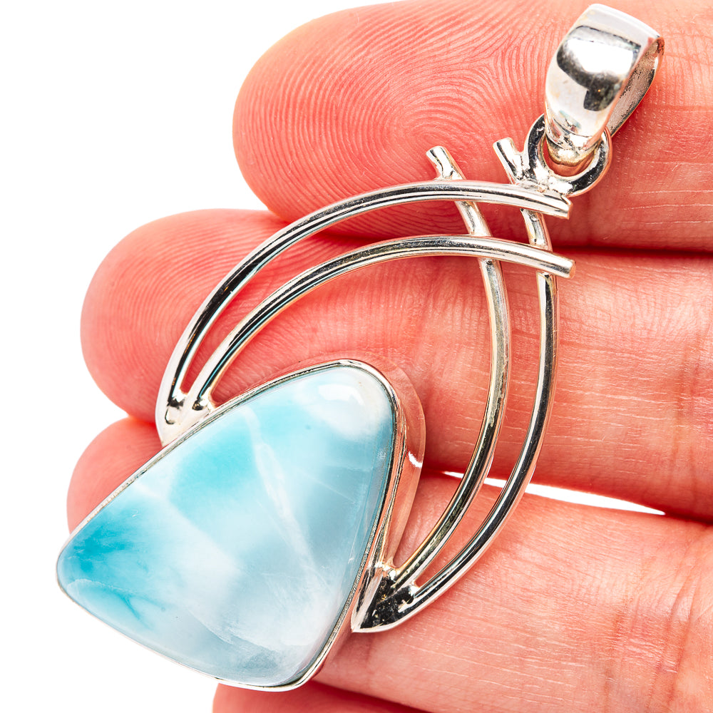 Premium Larimar Pendant 2 1/8" (.925 Sterling Silver)