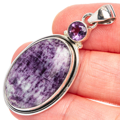 Lepidolite, Amethyst Pendant 1 7/8" (925 Sterling Silver) P40270