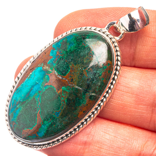 Chrysocolla Pendant 2" (925 Sterling Silver) P38855