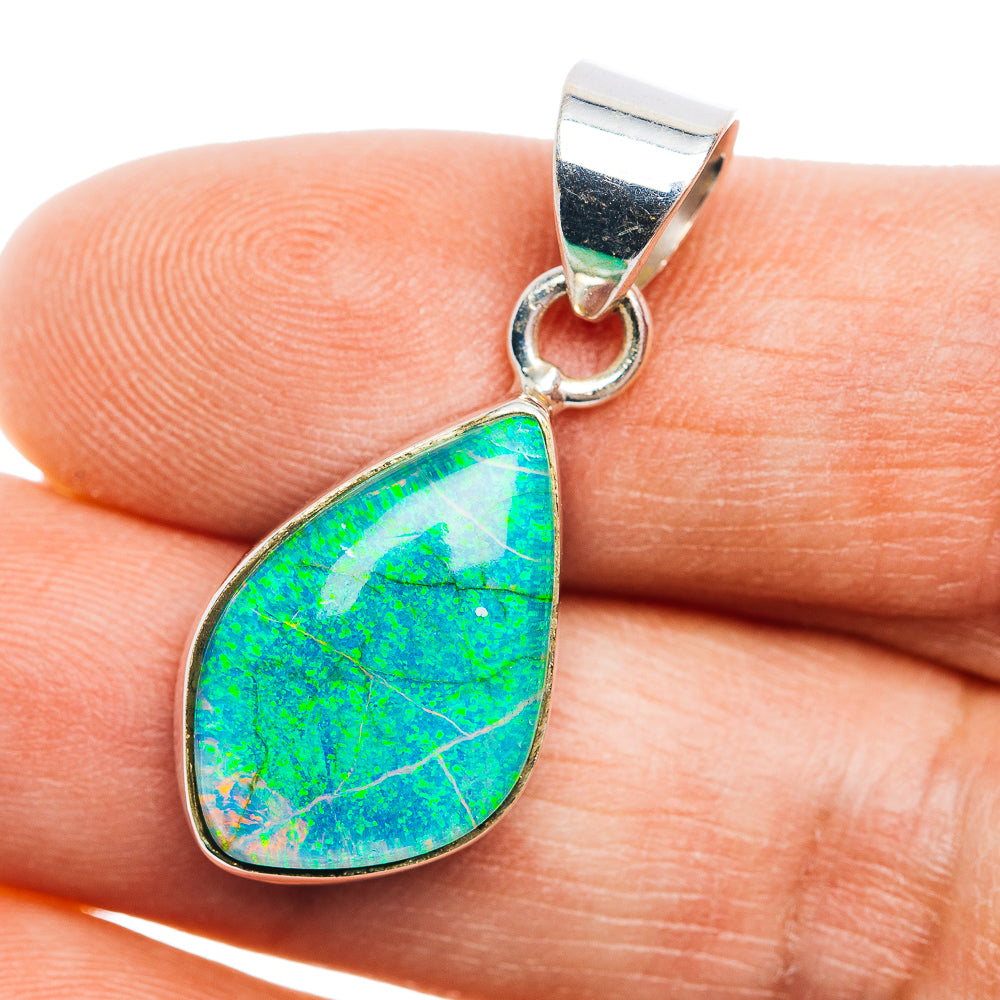 Sterling Opal Pendant 1 3/8" (.925 Sterling Silver)