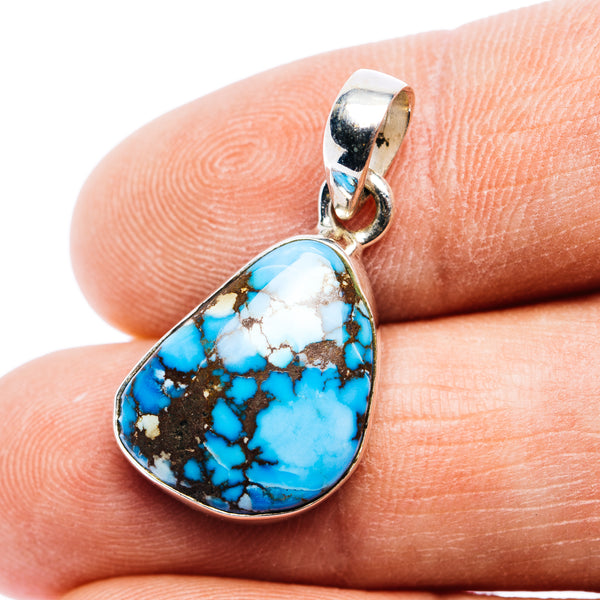 Golden Hills Turquoise Pendant 1 1/8" (.925 Sterling Silver)