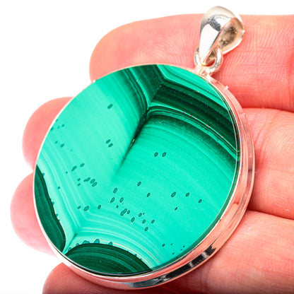 Malachite Coin Pendant 1 7/8" (925 Sterling Silver) PD38451