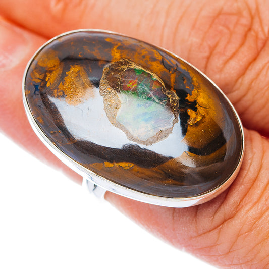 Premium Boulder Opal Ring Size 6.75 (.925 Sterling Silver)