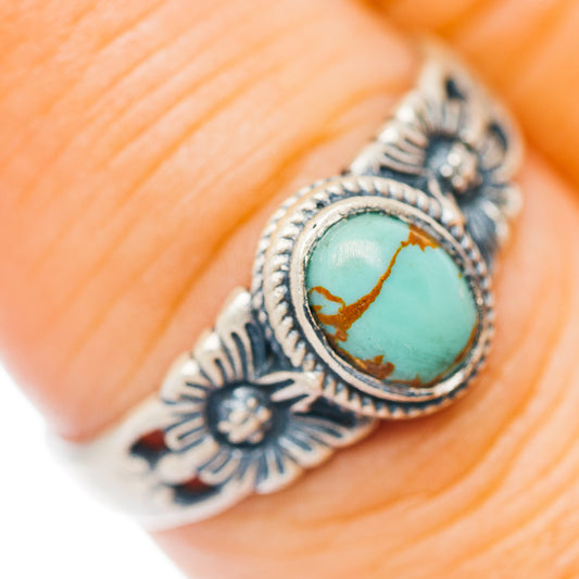 Mojave Turquoise Flower Ring Size 8 (.925 Sterling Silver)