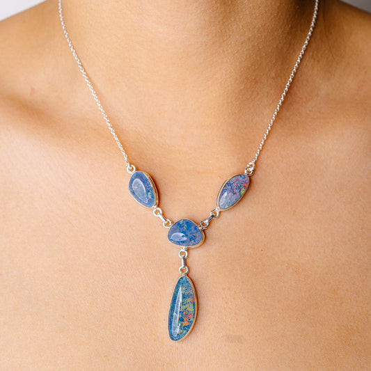 Triplet Opal Necklace 16.25" (925 Sterling Silver) N90248
