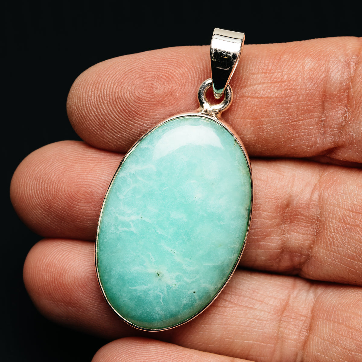 Premium Gemmy Chrysoprase Pendant 1 7/8" (.925 Sterling Silver)