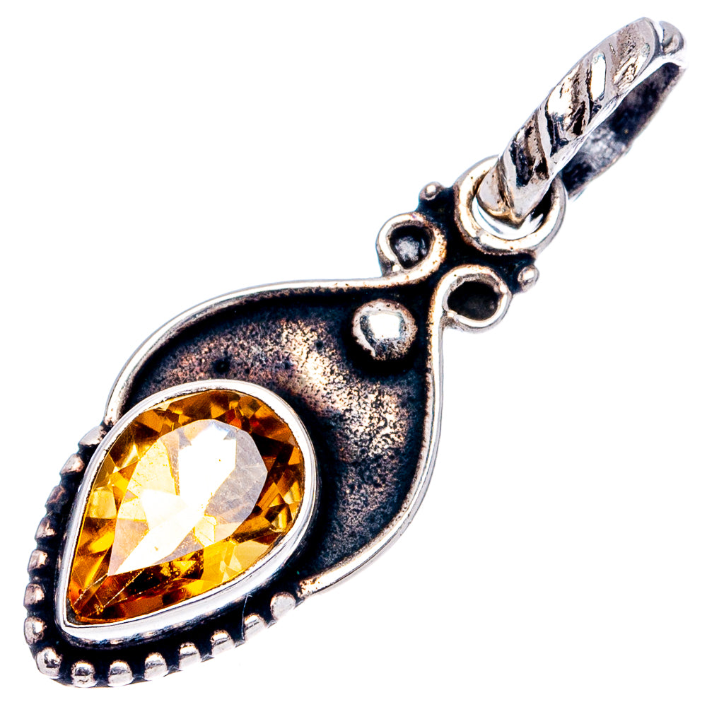Citrine Dainty Pendant 1 1/8" (.925 Sterling Silver)