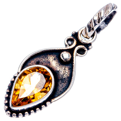 Citrine Dainty Pendant 1 1/8" (.925 Sterling Silver)