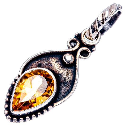 Citrine Dainty Pendant 1 1/8" (.925 Sterling Silver)