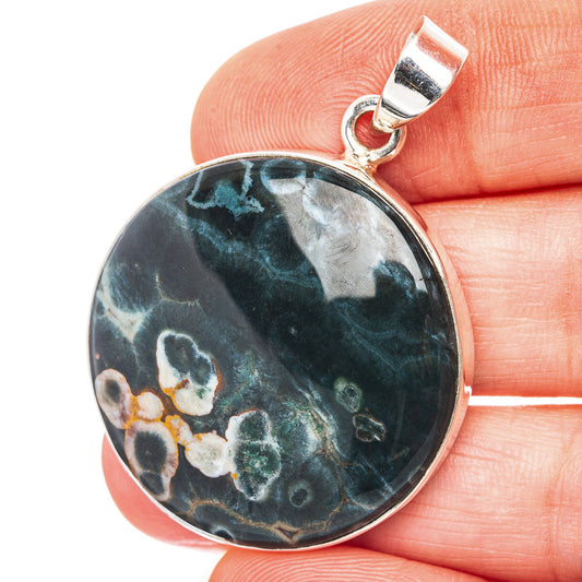 Ocean Jasper Pendant 1 5/8" (.925 Sterling Silver)