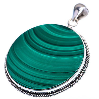Malachite Coin Pendant 2" (925 Sterling Silver) PD38453
