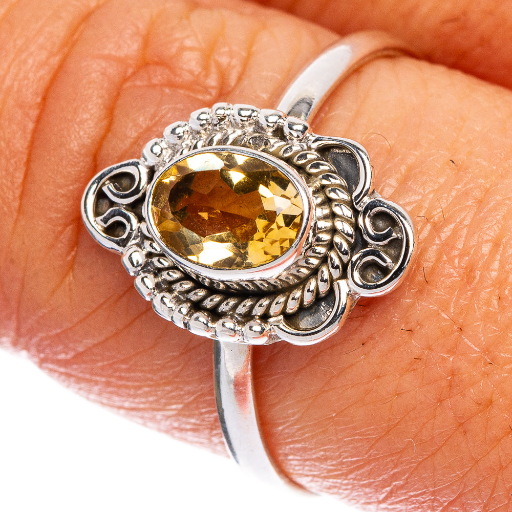Faceted Citrine Dainty Ring Size 9 (925 Sterling Silver) R1149