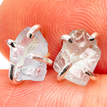 Rough Aquamarine Dainty Earrings 1/4" (925 Sterling Silver) E432512