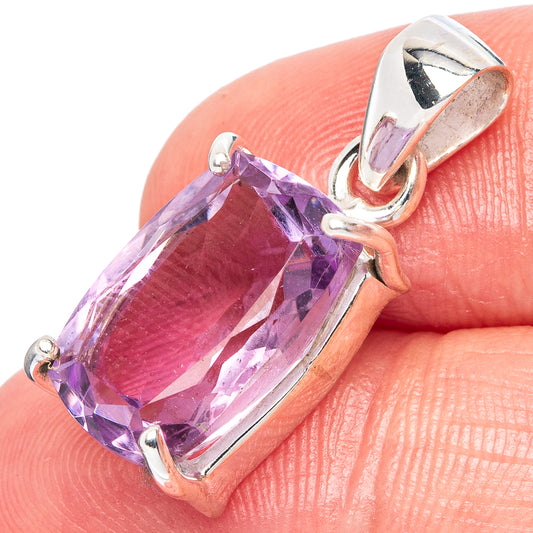 Faceted Amethyst Pendant 1" (925 Sterling Silver) P42997