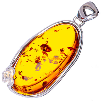 Ana Silver Co Baltic Amber Pendant 2" (925 Sterlnig Silver)