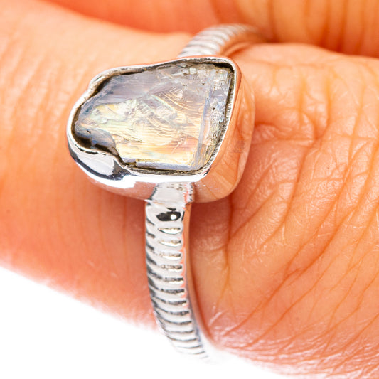 Rainbow Moonstone Dainty Ring Size 7 (925 Sterling Silver) R5154