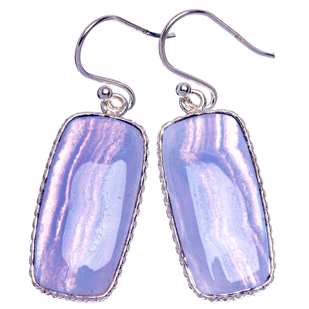 Blue Lace Agate 925 Sterling Silver Earrings 1 1/2" Ana Co E1148