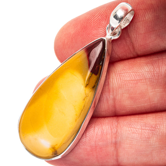 Mookaite gemstone pendant with yellow teardrop stone in .925 sterling silver bezel