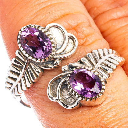 Faceted Amethyst Ring Size 8 Adjustable (.925 Sterling Silver)