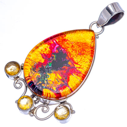 Dichroic Glass, Citrine Pendant 2 3/8" (925 Sterling Silver) P40087