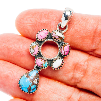 Exclusive Southwestern Style Golden Hills Turquoise, Cotton Candy Turquoise Pendant 1 3/4" (.925 Sterling Silver)