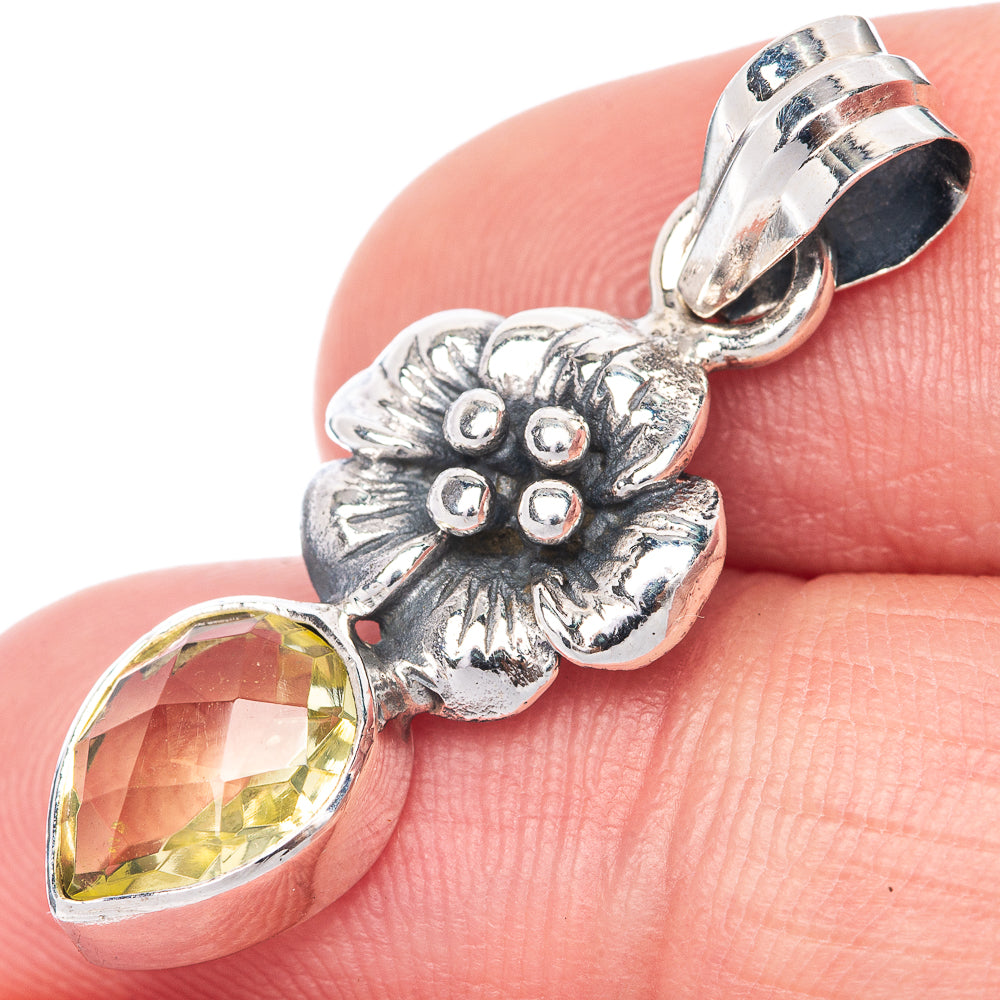 Faceted Citrine Dainty Pendant 1 1/4" (925 Sterling Silver) P39914